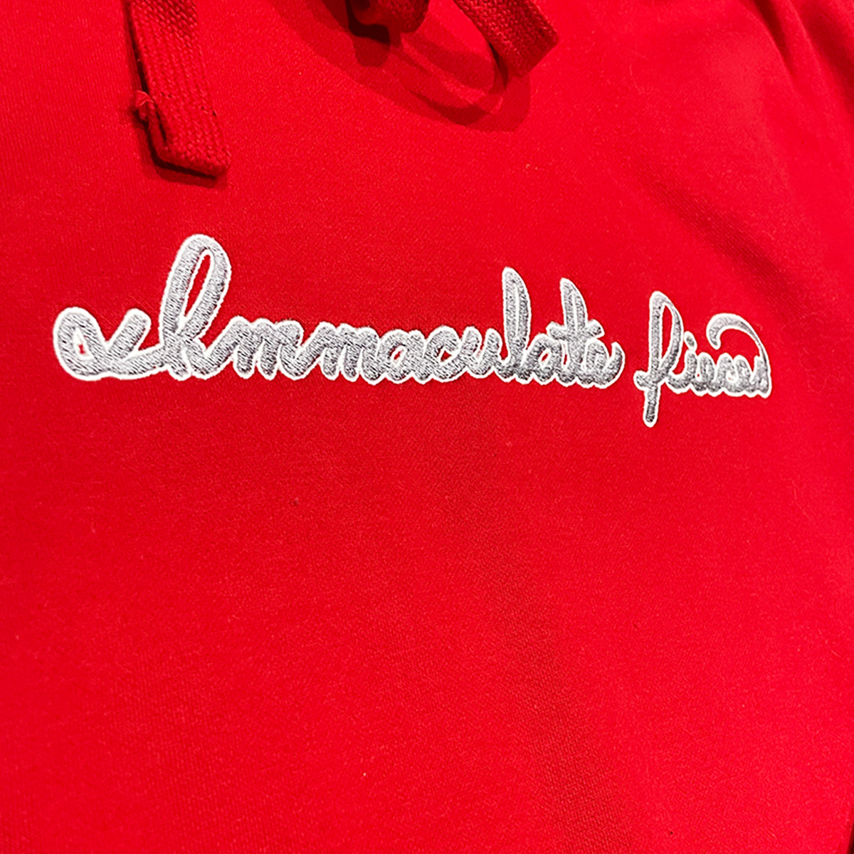 Signature Script Embroidered Hoodie - Red – Immaculate
