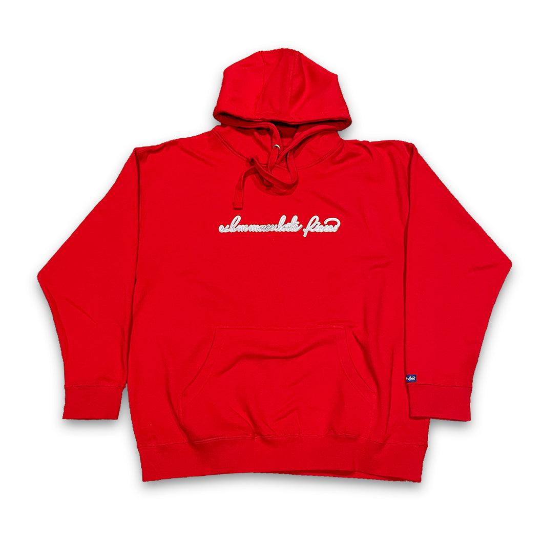 Signature Script Embroidered Hoodie - Red